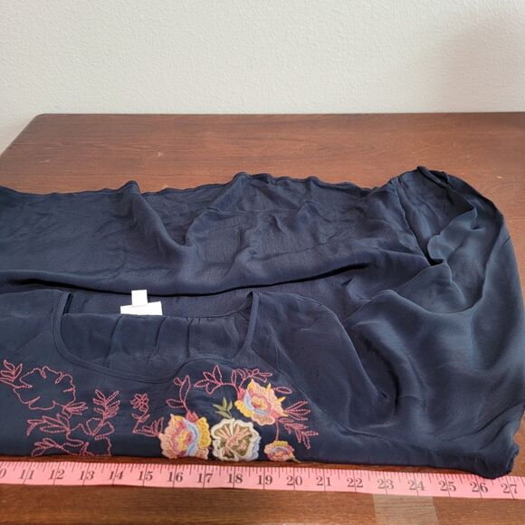 J.Jill Floral Embroidered Blouse Navy 2X Top - Picture 7 of 9